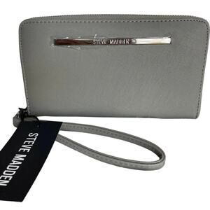 Brand New Steve Madden Wallet Zip Around Bi-Fold Lt Gray Nice